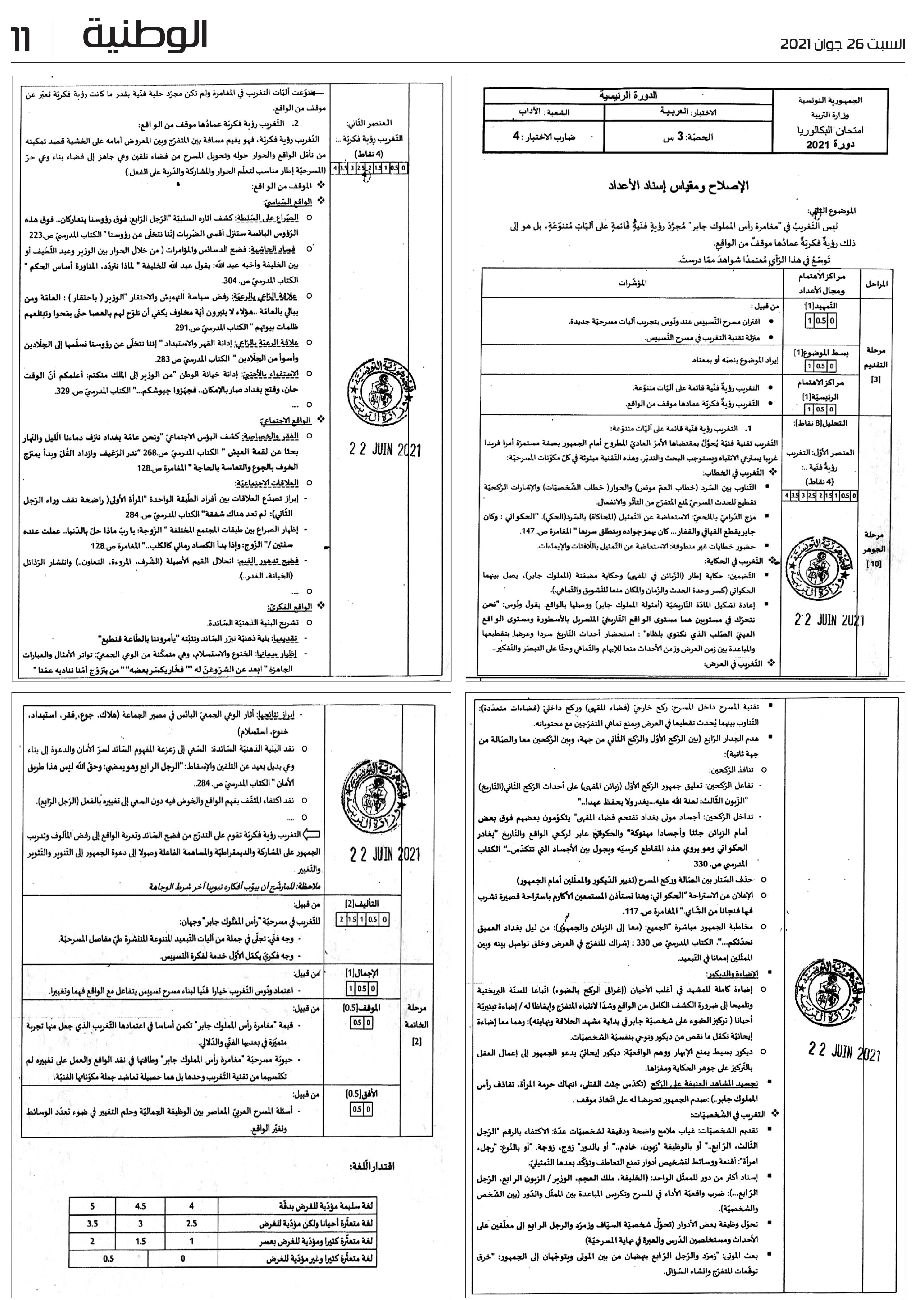 باكالوريا 2021 : إصلاح إختبارات العربية والإعلامية و الأنجليزية
