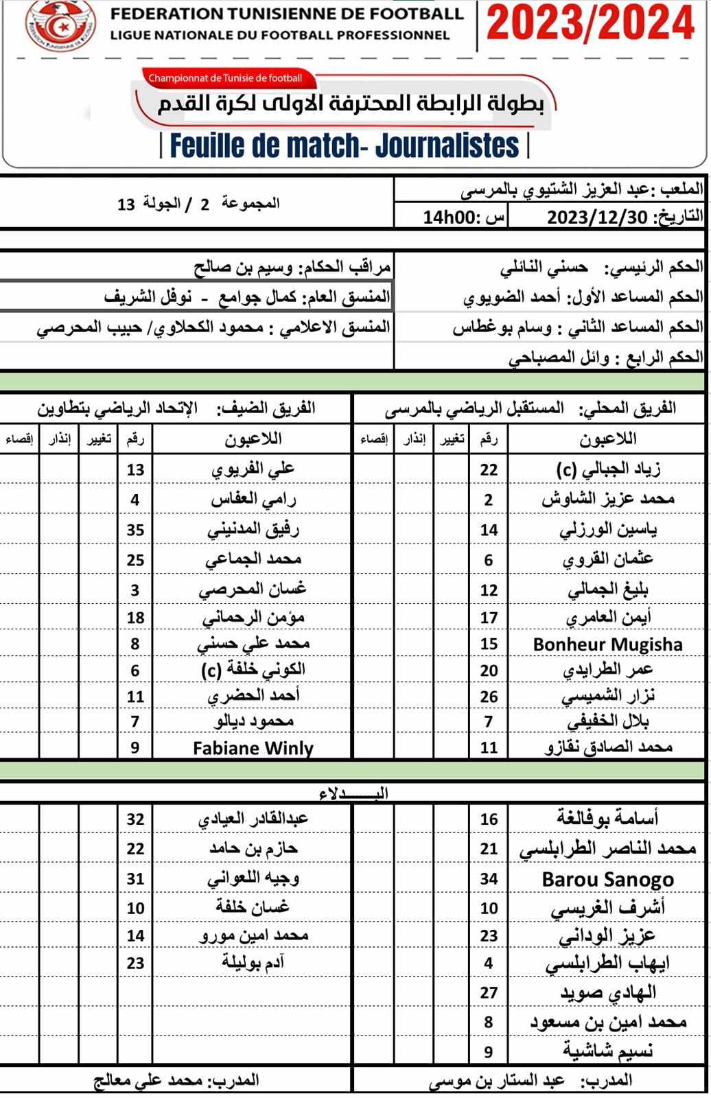 مستقبل المرسى ـ إتحاد تطاوين