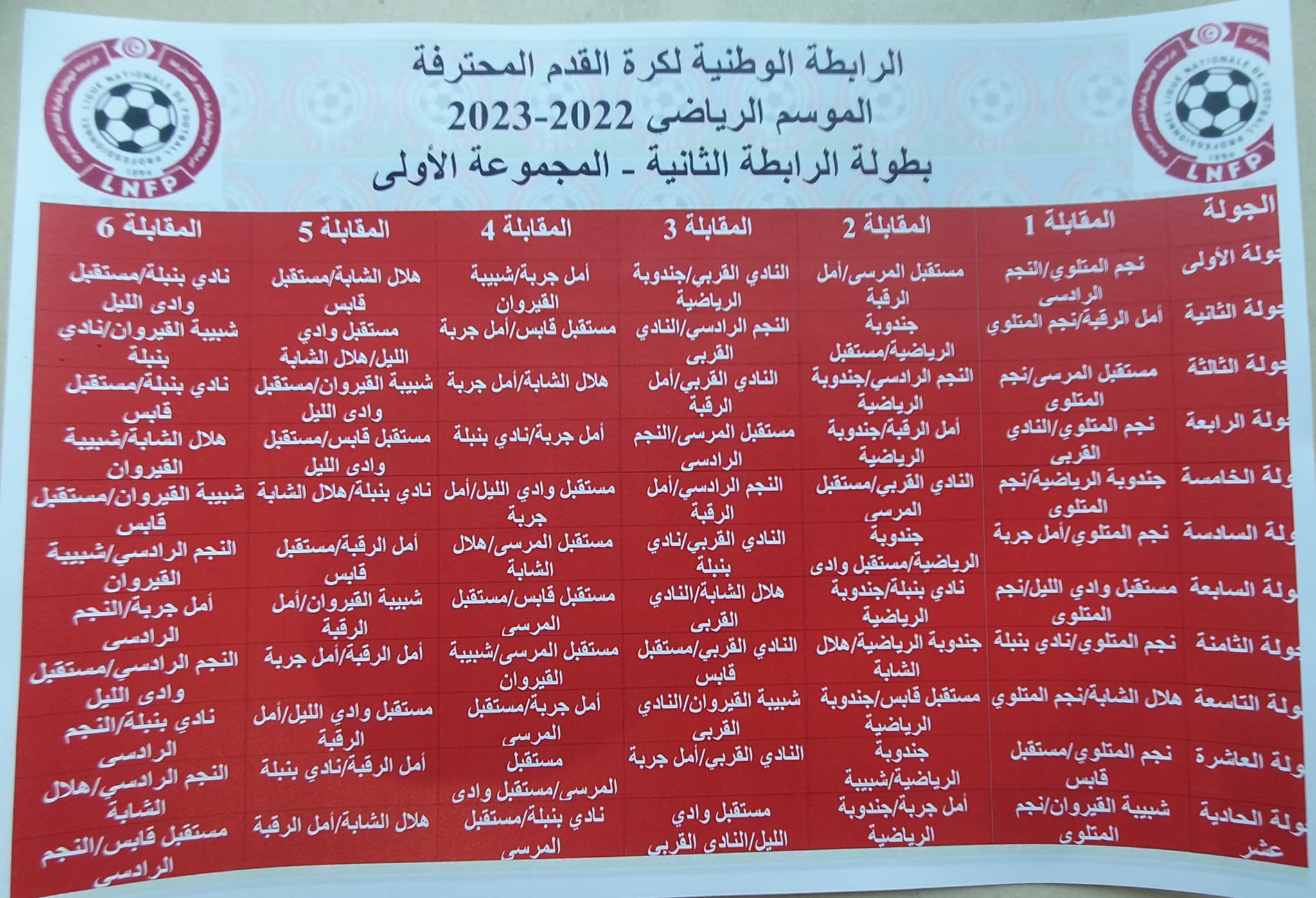 الرابطة الثانية: الرزنامة الكاملة لمنافسات المرحلة الأولى من البطولة